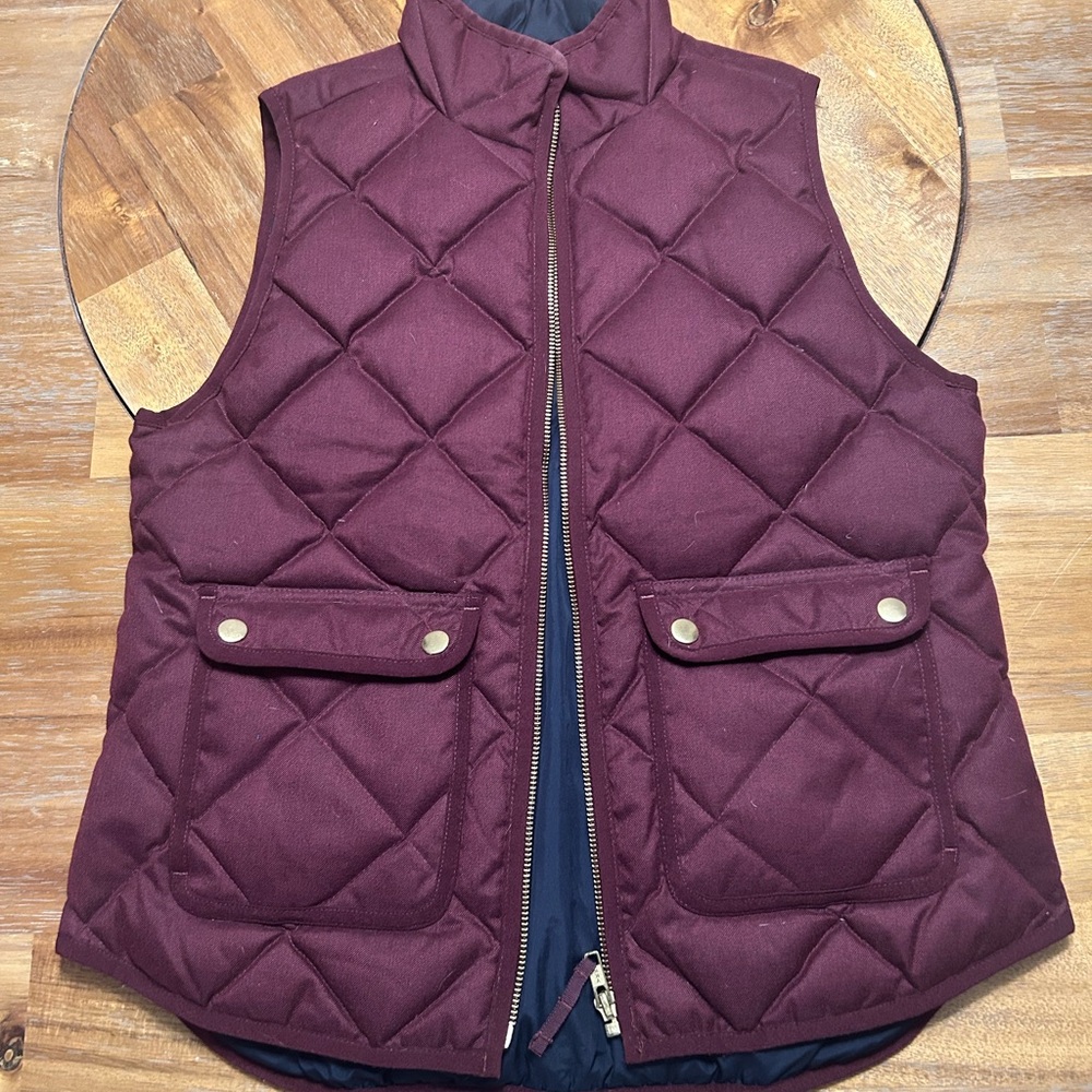 J. Crew Maroon Quilted Puffer Vest